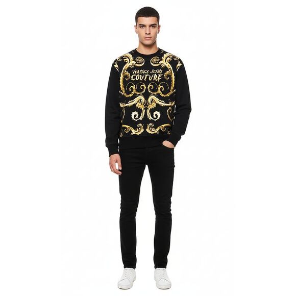 Versace Jeans Couture Black/Gold Cotton Mens Baroque Print Sweatshirt